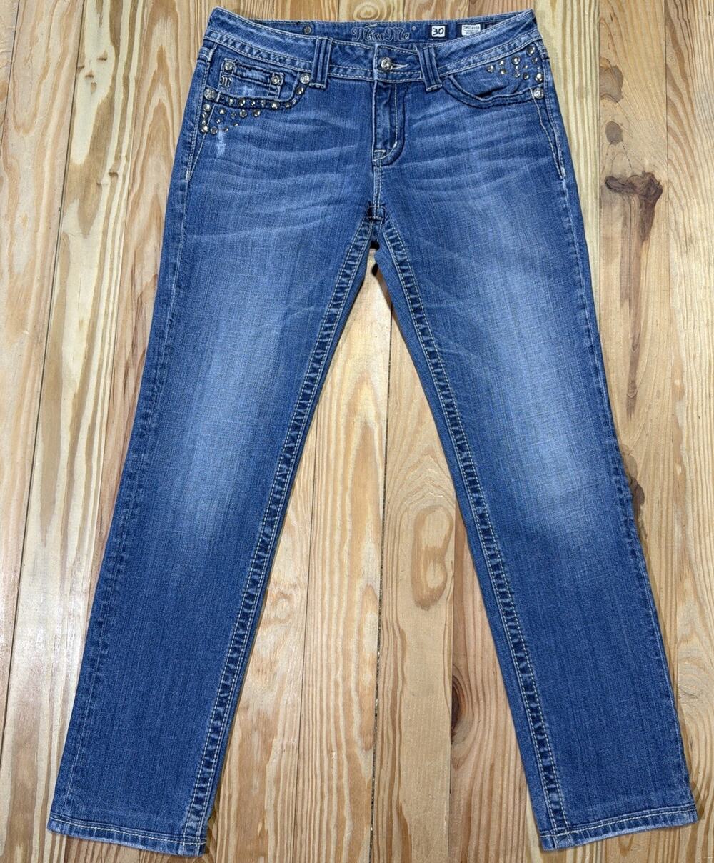 Miss Me Womens Size 30x29 Rhinestone Studded Skinny Denim Jeans JW5141S4